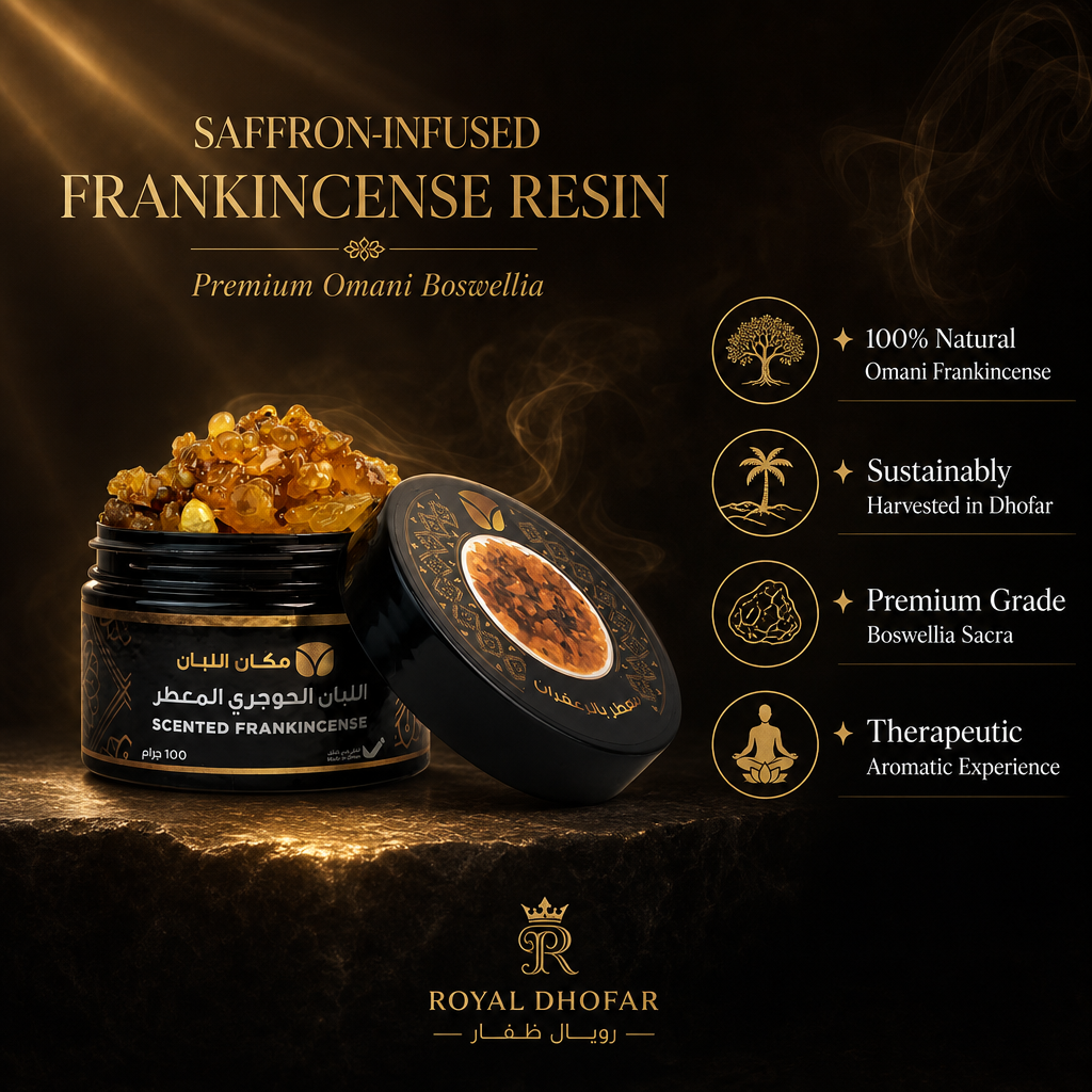 Saffron-Infused Frankincense Resin - Premium Omani Boswellia (100g)